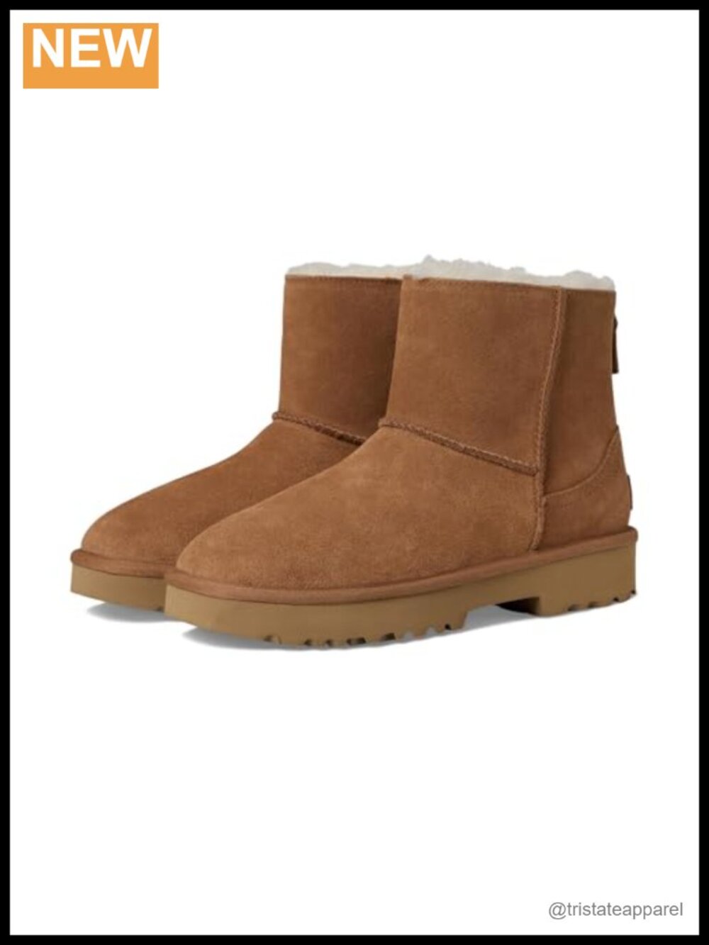 Suede Ankle Boots with Sheepskin Lining and Rear Zipper